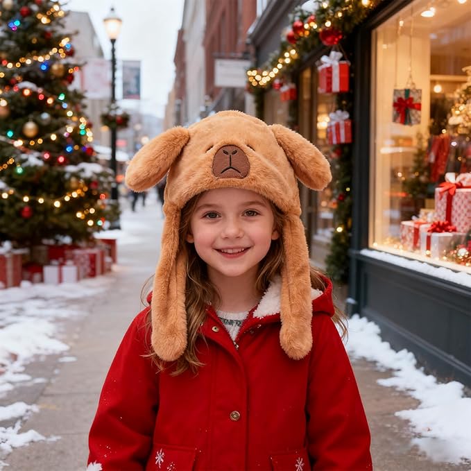 Plush Ear Moving Jumping Hat,Cute Fluffy Cap, Soft Warm HeadWear
