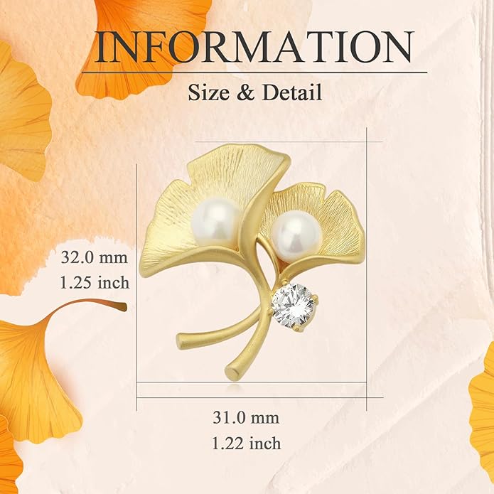 Autumn Leaf Pin - Gold-plated Rhinestone Leaf Brooch for Women - Fall Lapel Pin Jewelry Gift for Wife Mom