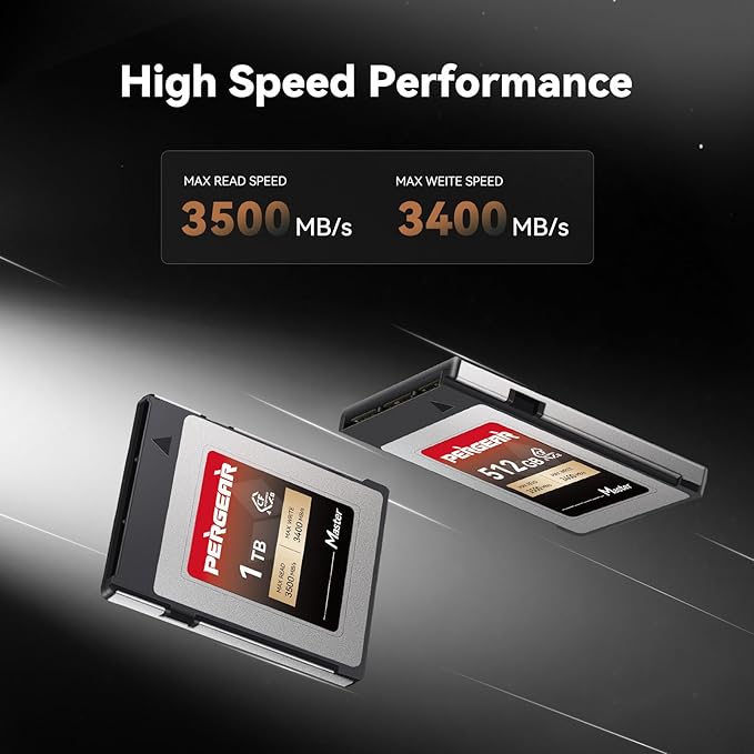 PERGEAR 1TB Cfexpress 4.0 Type B Memory Card(Master Series),3500MB/s Write Speed & 3400MB/s Read Speed,8k RAW Video Recording & Photo,Compatible with C500 Mark III,1DX Mark III;Z6,Z7II,Z9,D850;DC-S1