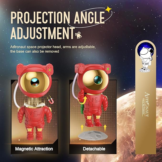 Mooyran Christmas Light Projector Indoor - Red Astronaut Galaxy Projector, Festive Holiday Decor, Romantic Lights for Bedroom, Unique with Remote & Timer