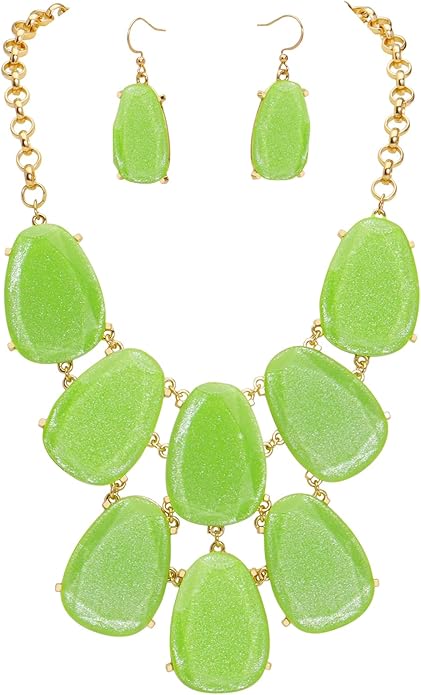 Firstmeet Chunky Bubble Statement Collar Necklace with Earrings for Women