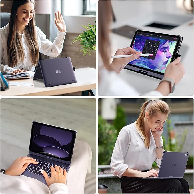typecase Touch iPad 10th Generation Case with Keyboard (10.9", 2022) and iPad A16 (11th Gen, 2025) – 360° Rotatable, 11-Color Backlit, Multi-Touch Trackpad, Thin & Light (Midnight Amethyst)