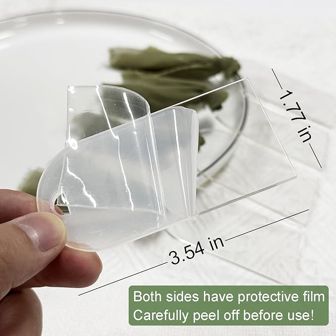 10Pcs Acrylic Place Card for Wedding Clear Transparent Acrylic DIY Table Seating Cards Wedding Supplies with White Ribbon