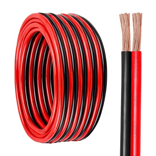 14 Gauge Wire 2 Conductors Copper Wire, 14 AWG Battery Cable Oxygen Free Copper Wire for Solar Panel, Automotive, Trailer, RV and Speaker (14 Gauge 100FT)