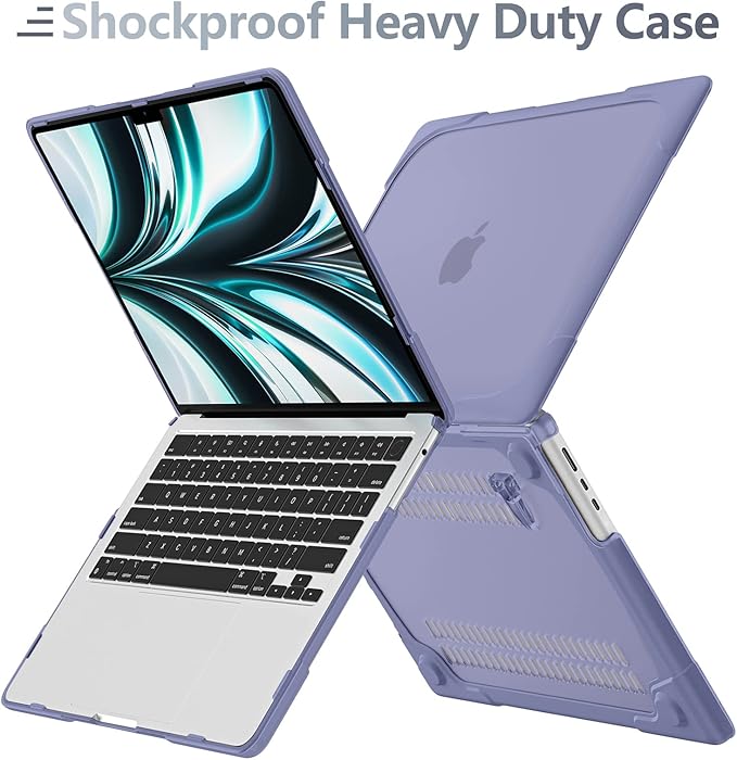Batianda for M4 MacBook Air 13.6 inch Case 2025 2024 2022 Release Model A3240 A2681 M2 A3113 M3, Heavy Duty Shockproof Protective Hard Shell with Fold Kickstand & Keyboard Cover, Lavender Grey