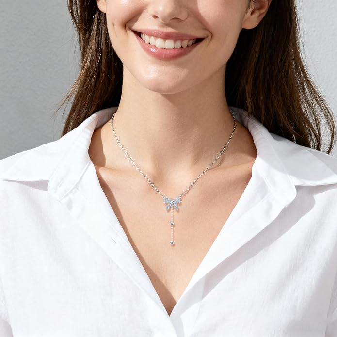925 Sterling Silver Butterfly Moissanite Necklace for Women, D Color Moissanite Pendant with Delicate Chain Jewelry Gift for Her