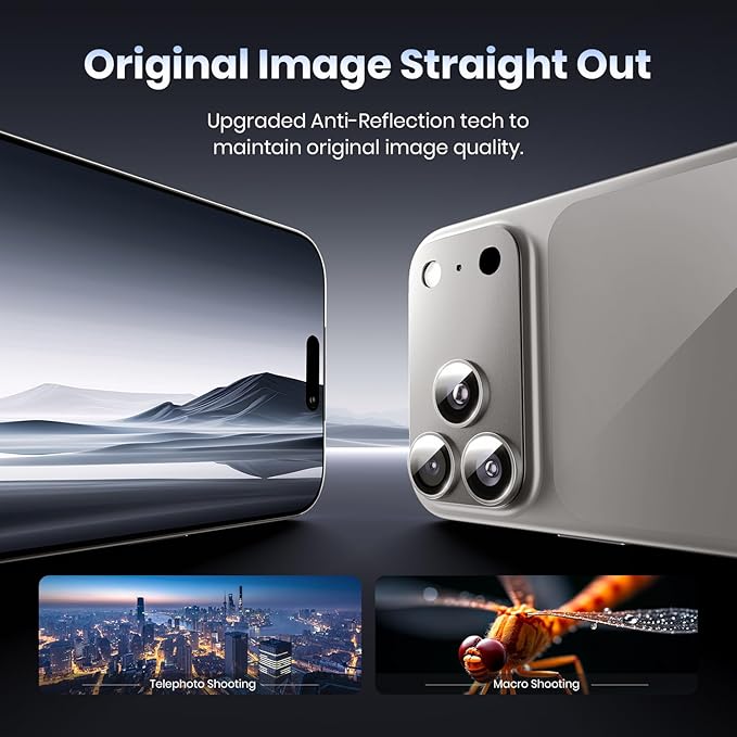 Hoerrye for iPhone 17 Pro Camera Lens Protector - [12FT Shatterproof Military Grade] [Strong Adsorption] Metal Top 9H+ Tempered Glass Camera Screen Full Protective Cover Case Friendly,Gray