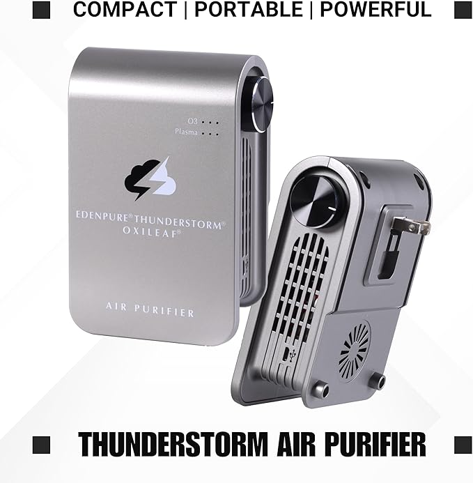 EdenPURE Thunderstorm III Air Purifier – Small Plug-In Ozone Generator & Ionizer – Eliminates Odors, Pet Smells, Smoke, Mold – Filter-Free Portable Cleaner for Home, Travel, Car, Office Use