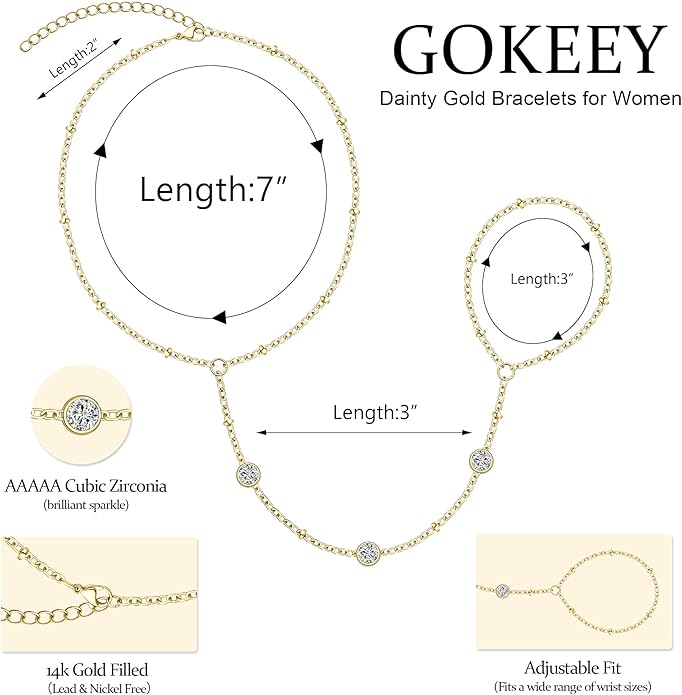 Gold Bracelets Set for Women Non Tarnish Trendy,14K Gold Plated Dainty Stackable Paperclip Cuban Link Chain Bracelets, Simple Cute Cuff Bracelets Jewelry Set Adjustable 7"+2"