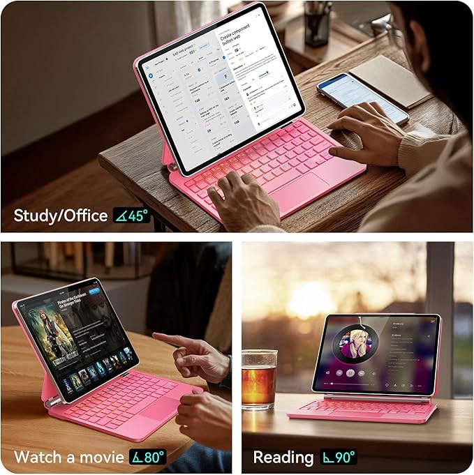 Keyboard Case for iPad Air 11-inch (M3 2025 / M2 2024) & iPad Pro 11 inch(1st/2nd/3rd/4th Generation)，Magic Magnetic Backlit Keyboard Case with Multi-Touch Trackpad- Easy-Set Floating Cantilever Stand