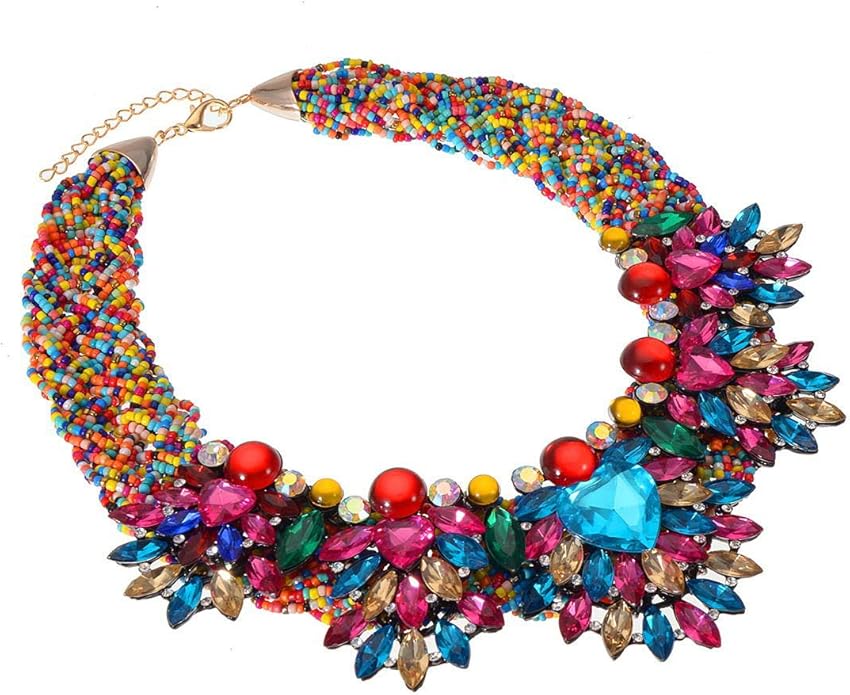 Jerollin Simulated Pearl Body Statement Necklace for Women, Fashion Collar Bib Necklaces Fashion Costume Jewelry Necklace…
