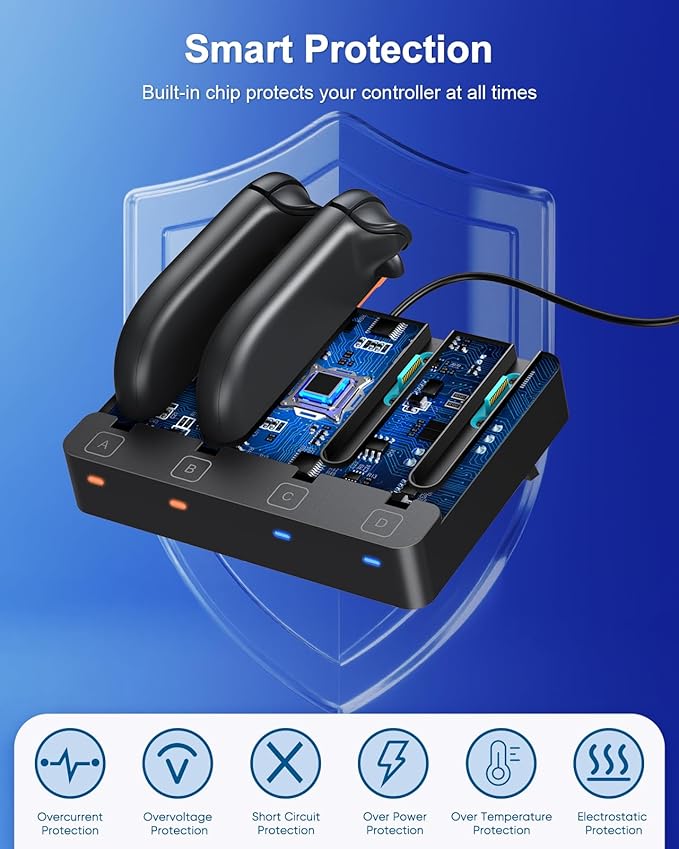 Controller Charger for Nintendo Switch 2 2025 and Switch 1, Horizontal Charging Dock Station for Joy con and for Joycon 2 Accessories with Foldable Storage Stand
