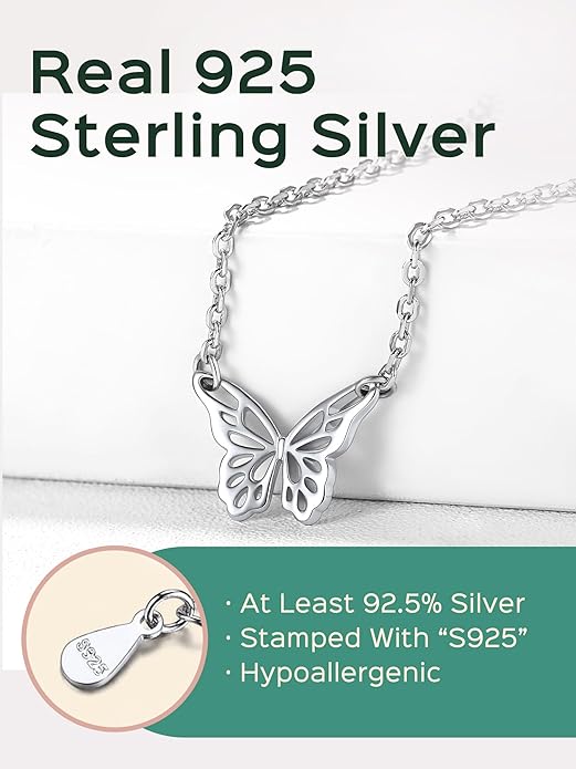ChicSilver Personalized 925 Sterling Silver Dainty Small Heart/Star/Moon/Dot/Triangle Pendant Necklace for Women, Silver/Gold/Rose Gold/Black (with Gift Box)