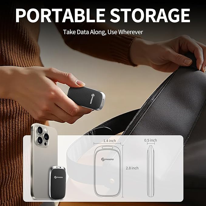 PHIXERO P20 External Portable SSD 2TB,up to 2050Mb/s,External Solid State Drives with 2 in 1 USB C Cable with LED Indicator,USB 3.2 Gen 2 Portable Hard Drive for iPhone 15/16 PRO, Mac, PC & Laptops