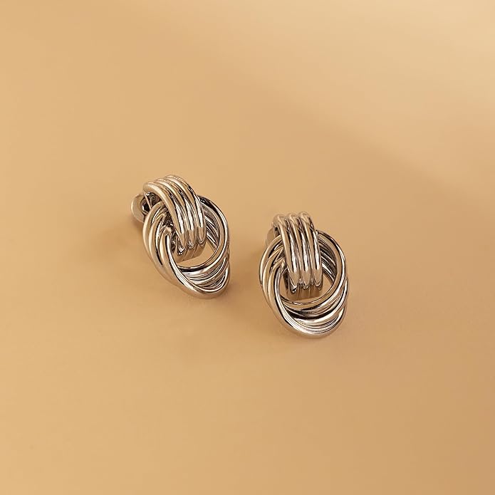 Gold Earrings for women Trendy - 14K Gold Plated Chunky Drop Dangle Knots Statement Earrings Hypoallergenic Lightweight Gold Jewelry Gifts