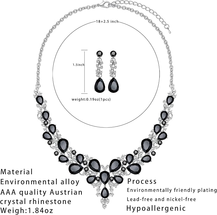 3/4 Pieces Women Jewelry Set Artificial Rhinestone Crystal Bride Statement Choker Necklace Tiara Crown Link Bangle Bracelet Teardrop Dangle Earrings Set