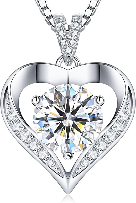 Gorgeous Moissanite Necklaces for Women - Valentine's Day Gifts for Wife Girlfriend, 925 Sterling Silver 1-3CT Moissanite Pendant Jewelry, Wedding Anniversary Birthday Christmas for Mom