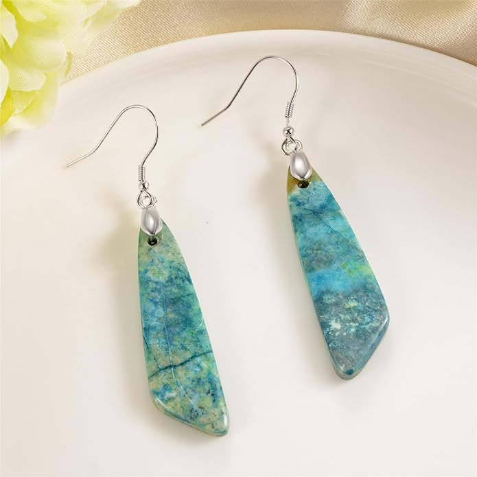 SELOVO Jasper Stone Earrings for Women Trendy Dangle Earrings Fishhook Drop Earrings