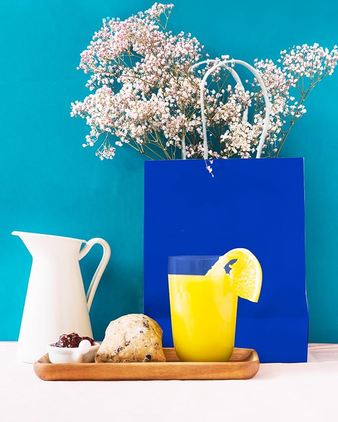 qiqee 30PCS Medium Gift Bag with Handles Bulk 11"x5"x8" Gift Bags Diamond Blue Bags Multiple Uses (Medium Size)