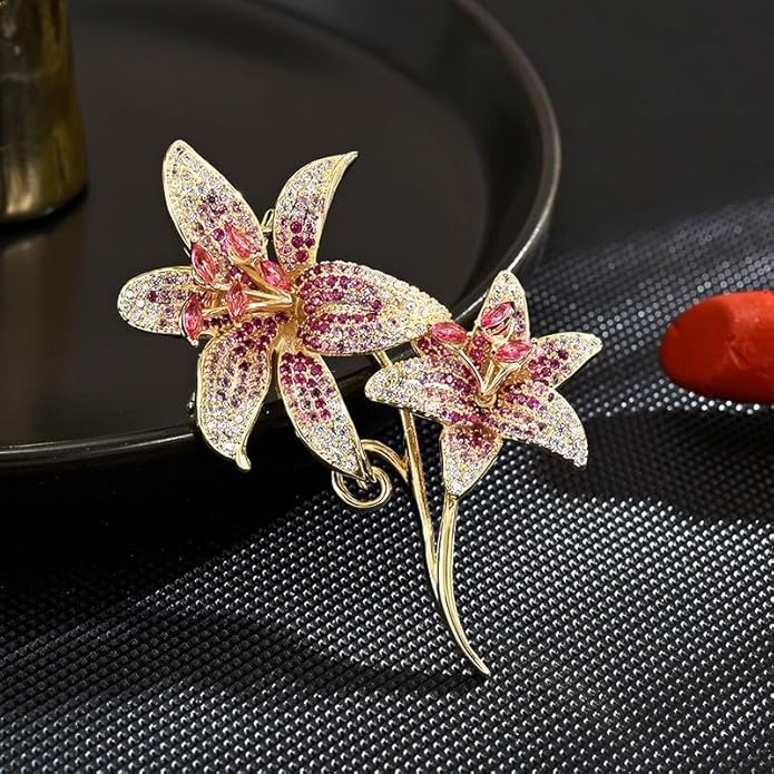 Flower Brooch Pin Rhinestones Pearl Flower Brooches Floral Pin Jewelry for Women Girls