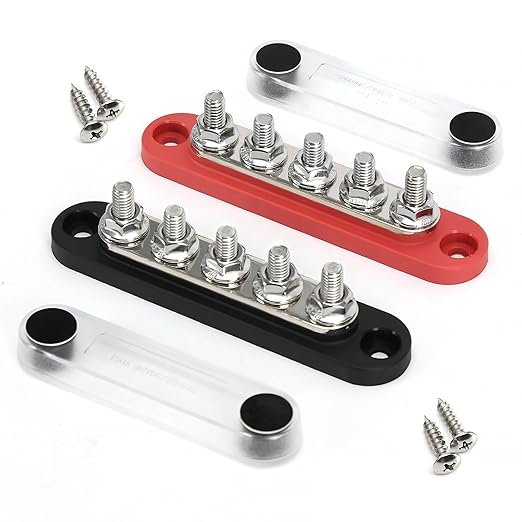 150A 12V Power Distribution Block with 5 x 1/4" (M6) Studs Max 150A 48V DC 300V AC for Automotive Car Marine Truck Boat