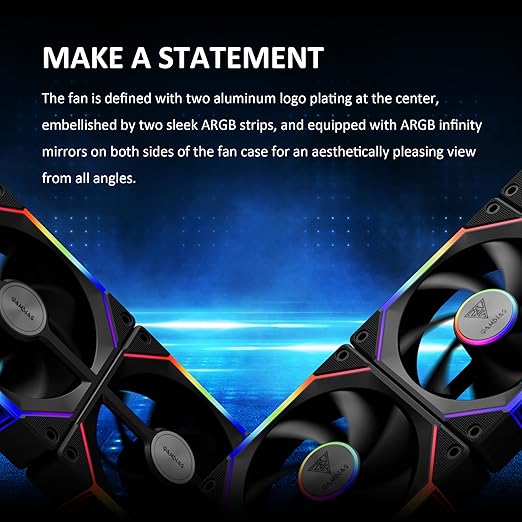 GAMDIAS Aeolus P2-1203U 120mm ARGB PWM Fan(3 Fan Pack w/USB Hub), Include Reverse Fan Blade x3, ARGB Sync Ready, Easy Installation & Cabless Daisy-Chain Design, Silent Operation, Up to 2400RPM, Black