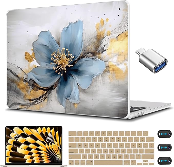 CISSOOK for MacBook Pro 14 Inch Case 2024 2023 2022 2021 M4/M3/M2/M1 Pro/Max Chip A3401 A3112 A3185 A2918 A2992 A2779 A2442 Model, Plastic Cover for MacBook Pro 14'' with Touch ID, Retro Floral