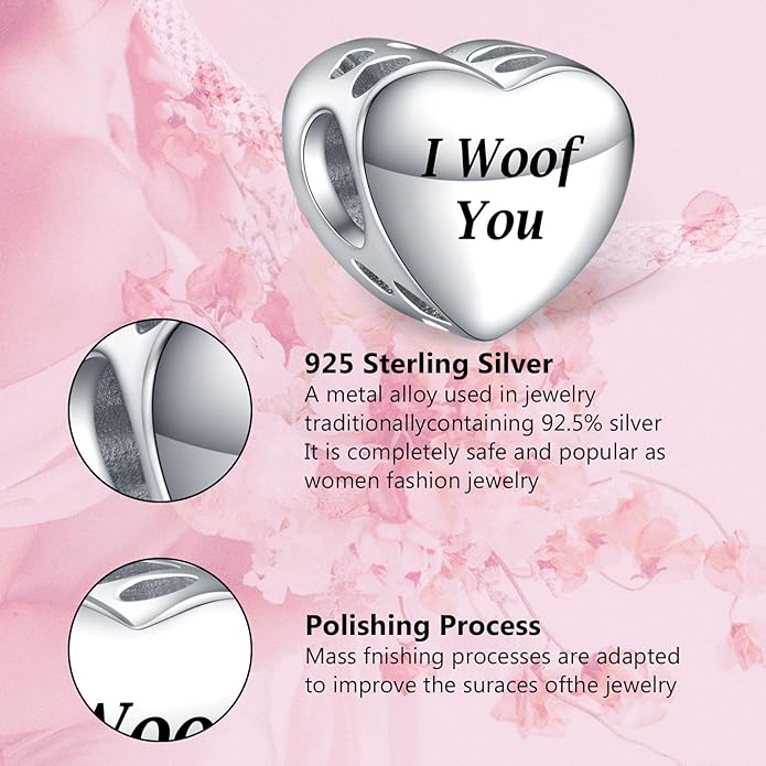 Annmors Personalized Photo Charms For Bracelets/Necklace 925 Sterling Silver Love Heart Shaped Engraved Customize Picture Gift for Birthday Mother's Day,Bead Charms Jewelry for Women