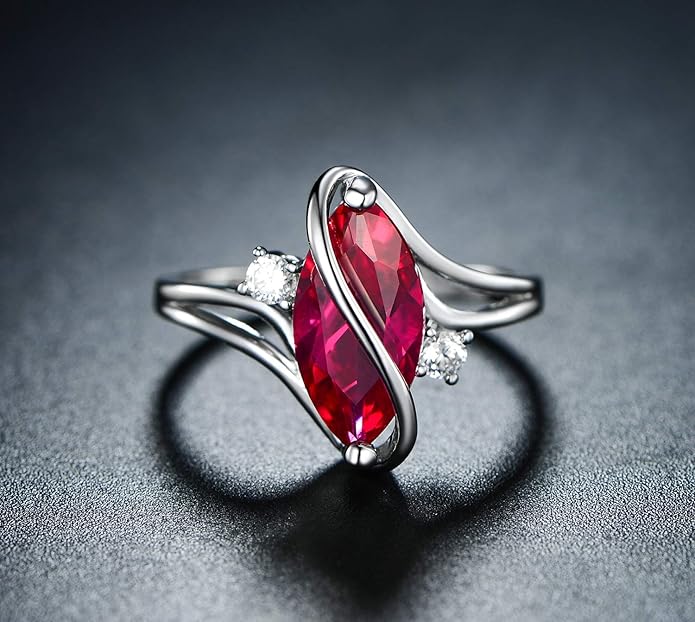 Barzel Rose Gold & White Gold Plated Created Ruby, White Fire Opal & Cubic Zirconia Accents Ring