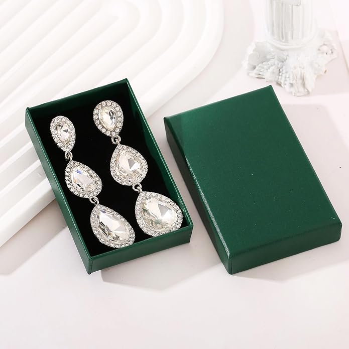 Vintage Rhinestone Teardrop Dangle Earrings Long Dangling Drop Earrings Crystal Chandelier Earrings for Women Wedding Bridal Prom