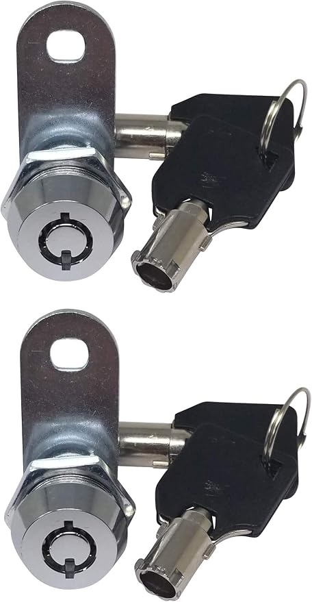 Admiral Locks Tubular Cam Lock, Keyed Alike Removable Key RV Compartment Storage Lock Cabinet Locks (Chrome Pack of 2, 5/8" 180°)