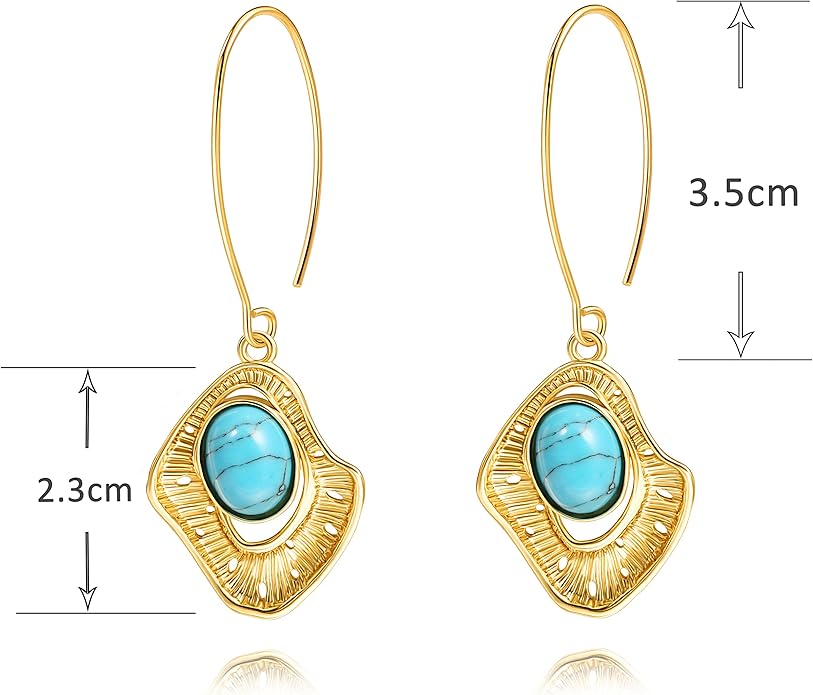 SOFYBJA Dainty 18K Gold Plated Disc Ball Triangle Sunburst Drop Earrings Long Dangle Lightweight Handmade Earrings Jewelry