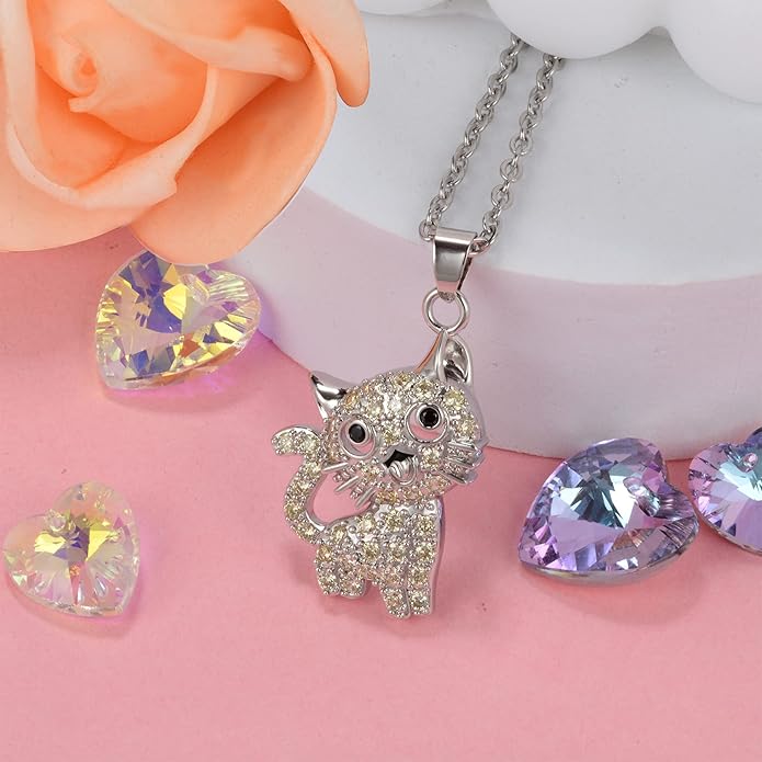 Couple Heart Or Cat BFF Best Friend for Girls Puzzle Friendship Pendant Necklaces,316L Stainless Steel