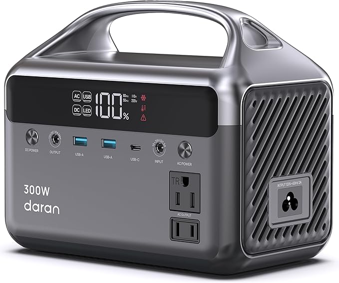 Portable Power Station 300W (600W Peak), 192Wh (60,000mAh) LiFePO4 Battery Backup with AC Outlets, 5.5LB Power Bank for Outdoor Camping, Traveling, Home & Emergency