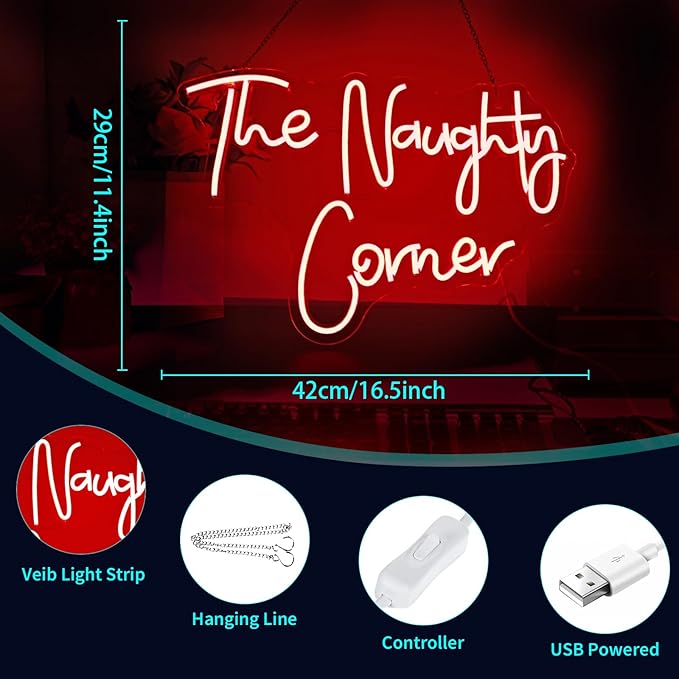 Neon Sign, HSJNJKFU Neon Signs for Wall Decor Red Led Light up Signs Bar Sign for Man Cave, Party, Club, Restaurant, Cafe, Shop, Room Home Decor, USB Powered