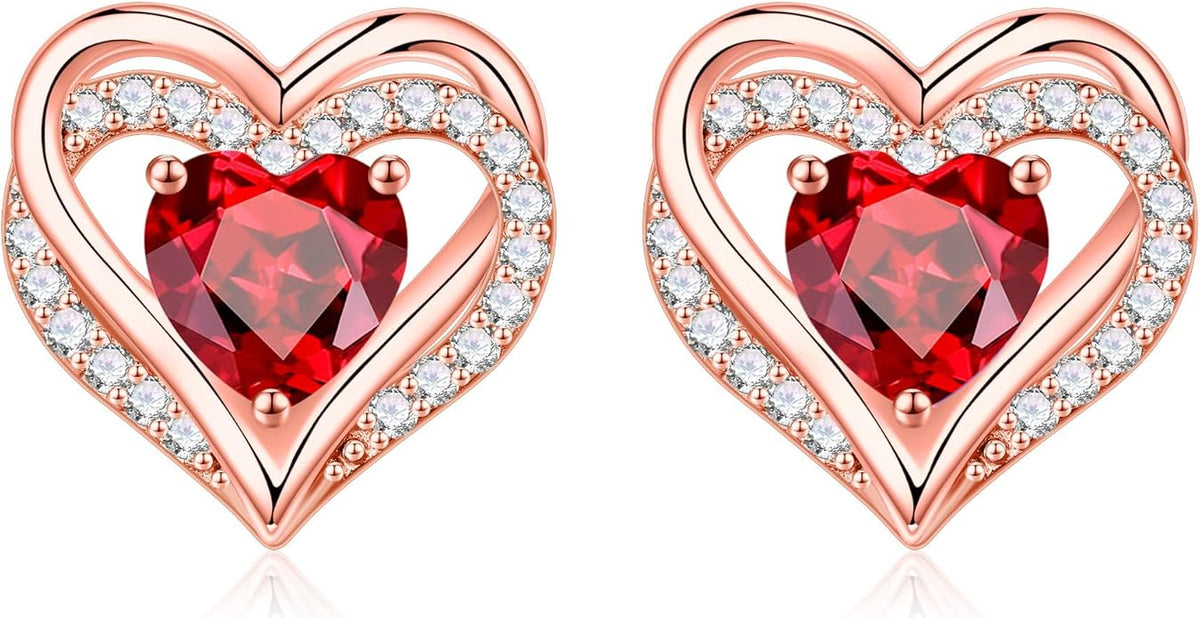 Iefil Valentine Day Gifts for Her - 925 Sterling Silver Heart Stud Earrings Birthday Gifts for Women