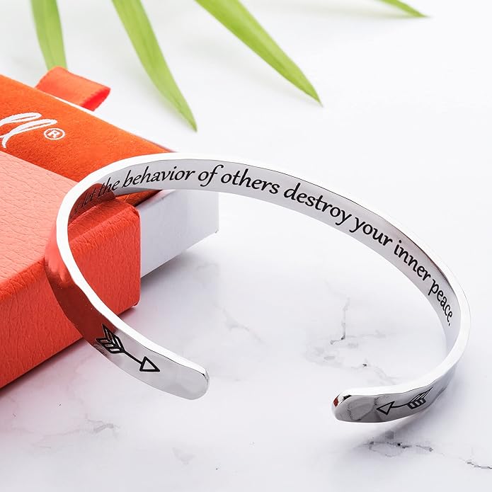 Carviell Engraved Cuff Bracelets for Women – Inspirational, Friendship, Love, Mom, Daughter, Sister, Christian, Graduation, Memorial & Wedding Gifts – 80+ Phrases – Stainless Steel, Gift-Ready
