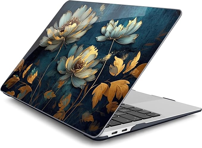 Batianda Case for M1 MacBook Air 13 Inch Model A2337 A2179 A1932 2020 2019 2018 Release,3D Painted Creative Series Design Hard Shell with Keyboard Cover & Screen Protector, Blooming Flowers