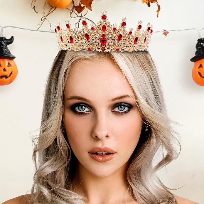 Gold Crown for Women Crystal Princess Tiaras Rhinestone Queen Headband Wedding Bridal Hair Accessories Birthday Prom Pageant Party Coming of Age Ceremony Photo Props