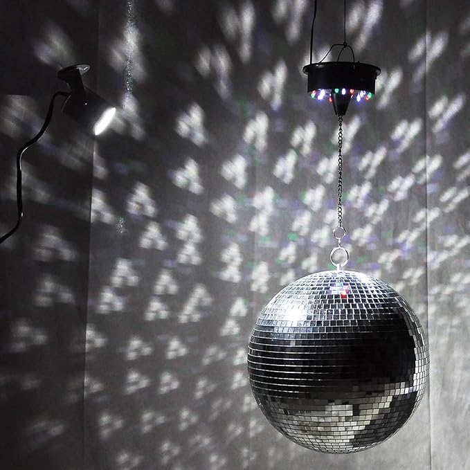 Yescom 2PCS 12" Large Disco Ball Mirror Big Hanging Glass Decoration for 70s 80s Party Events Wedding DJ Dance Club Bar Stage Lighting Business Holiday Home Decor Silver