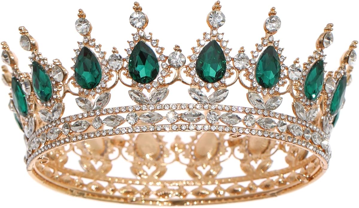FORSEVEN Queen Crown Rhinestone Wedding Crowns and Tiaras for Women Costume Party Hair Accessories Princess Birthday Crown Crystal Bridal Crown Halloween Decorations Headband