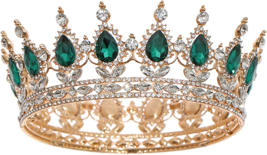 FORSEVEN Queen Crown Rhinestone Wedding Crowns and Tiaras for Women Costume Party Hair Accessories Princess Birthday Crown Crystal Bridal Crown Halloween Decorations Headband