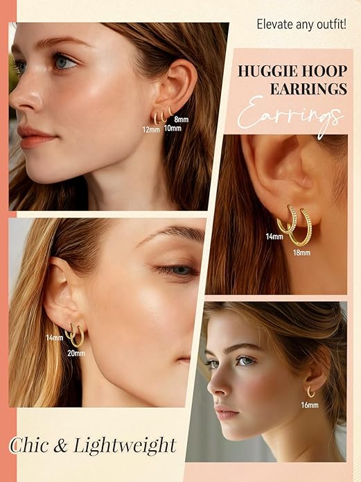 FaithHeart Sterling Silver Hoop Earrings for Women, Hypoallergenic Huggie Hoop Earrings Lightweight Small Cartilage Earrings Hoop Earring Dainty Everyday Earrings 6/8/10/12/14/15/16/18/20mm