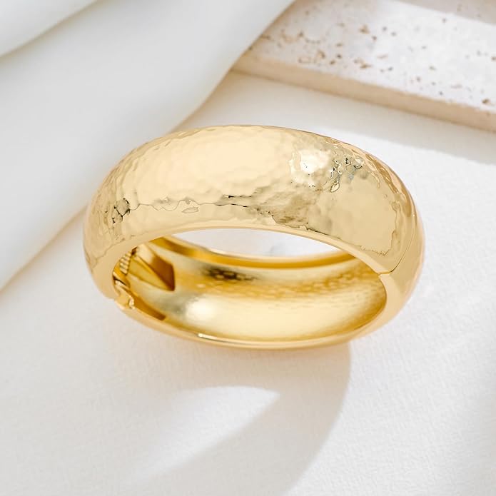 Statement Golden Matte Bracelet for women Minimalist Chunky Brushed Bangle Bracelet Vintage Thick Wide Cuff bracelet Gold Plated Open Cuff Geometric Bracelet