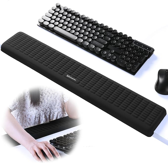 UnivoColors PostureUp L-Shaped Desk Long Wrist Rest Elbow, Non-Slip, Memory Foam, Desk Edge Support, Ergonomic Design for Long-Hour Work (23.6 * 3.9 inch One-Piece Design,Black)
