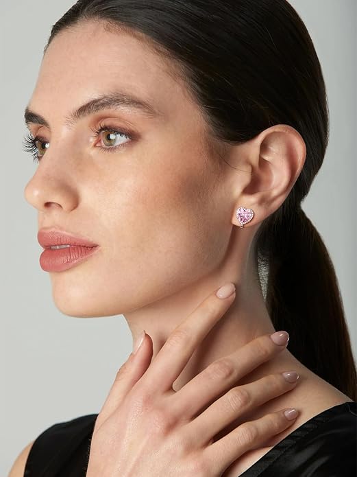 FindChic Sparkling Birthstone Clip On Earrings for Women, Silver Plated Stud Earrings 8MM Cubic Zirconia Non Pierced Studs, 12 Months Birthday Jewelry Gift