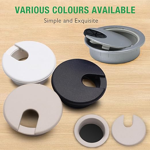 10 Pcs Desk Grommet 1-1/2" / 38 mm, Desk Cord Hole Cover, Cable Grommet ABS Plastic, Desk Hole Grommet for Home & Office Pc, Detachable Cable Cord Organizer-Black