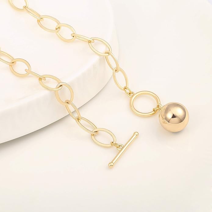 Aobei Pearl 18K Gold Plated Moon Star Lion Evil Eye Love Heart Cross Pendant Necklace Medallion Paperclip Chian Choker Layering Jewery for Women
