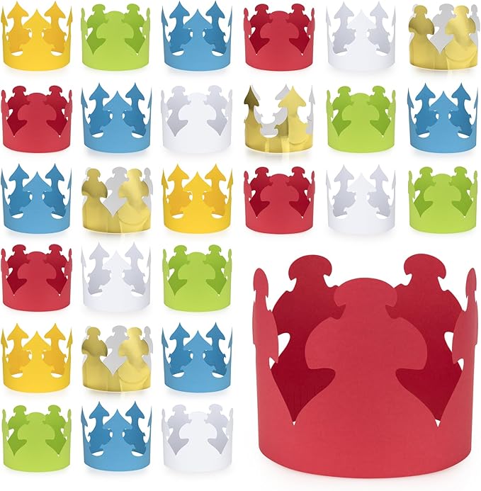 Hygloss Assorted Colors Paper Crowns 144 Pack - Paper Crowns for Kids to Decorate - Craft Activity - Blank Crown for Adults - Perfect for Parties, Celebrations - DIY Crown Crafts