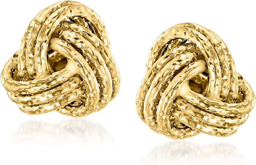 Ross-Simons Italian 14kt Yellow Gold Love Knot Jewelry Set: Necklace and Stud Earrings. 16 inches